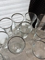 Vintage French Plantinum Rim Wine Glass Set Of 12+1 MCM Luminarc France 60s