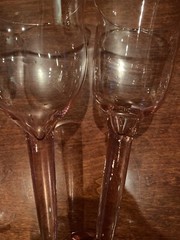 3 Vintage Tall Stemmed Pink Glass Goblets Flare Top Mouth Blown Choice Of 2Sizes