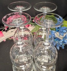 4 Optic Rib Clear Crystal Round Wine Glasses Goblets Hocks Set