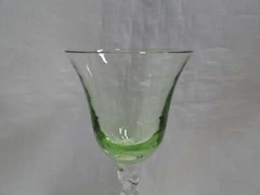 UNK4100 Green / Chartreuse Glass Bowl, Clear, Twisted Stem: Cordial, 5 3/8″ Tall