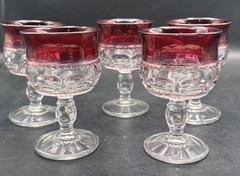 VTg Indiana Colony Glass Kings Crown Ruby Flashed Thumbprint Liquor 4-1/8”