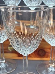 Set of 8 Diamant Cristal D’Arques Durand Crystal Wine Glass Stemware 6 3/4″ 8 oz