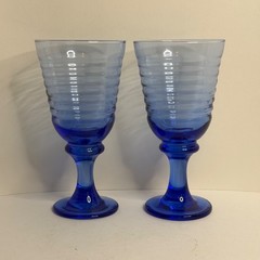 Set of 2 Libbey Sirrus Cobalt Blue Water Goblets