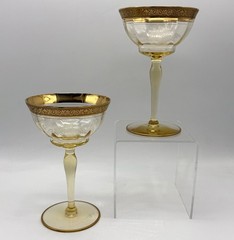 Set of 2-Athens Diana Champagne Gold Yellow, Gold Encrusted Tiffin-Franciscan