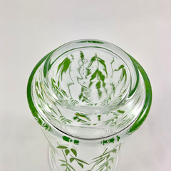 Vintage Libbey St. Clair Green Bamboo Leaf Glasses Set of 6