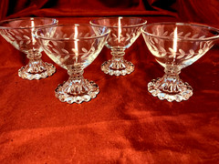 Anchor Hocking Etched Laurel Leaf Berwick Boopie Champagne Sherbet Goblets Set
