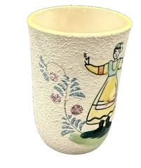 Vintage Hand Painted Textured Pennsylvania Dutch 6 Oz Ceramic Juice Tumblers