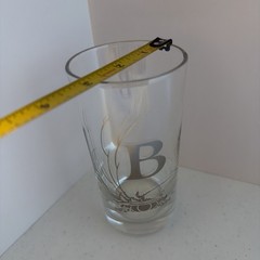 MCM Barware Monogrammed Letter B Platinum Silver Tone Drinking Glass