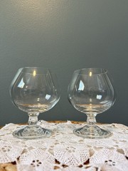 Lenox USA Crystal Brandy Snifters Set of 2 Clear Glass Cognac Glasses Vintage