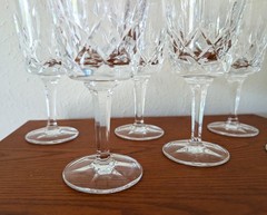 6 Gorham Cut Crystal KING EDWARD Wine Water Glasses 7.5″ Diamond Stemware Set