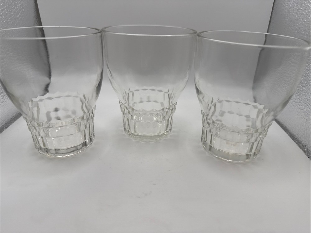 VTG ANCHOR HOCKING CLEAR HIGH POINT JUICE BEVERAGE BAR GLASSES 9 OZ set of 3