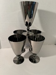 Fostoria Regal Water Goblets Set (5) Stainless Overlay 6092 Scarce