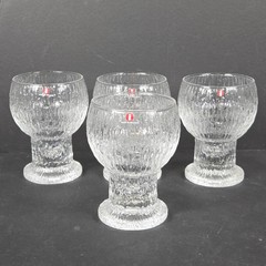 1 Iittala Kekkerit 4 3/8″ Textured Glass Wine Goblet Finland LOGO Timo Sarpaneva
