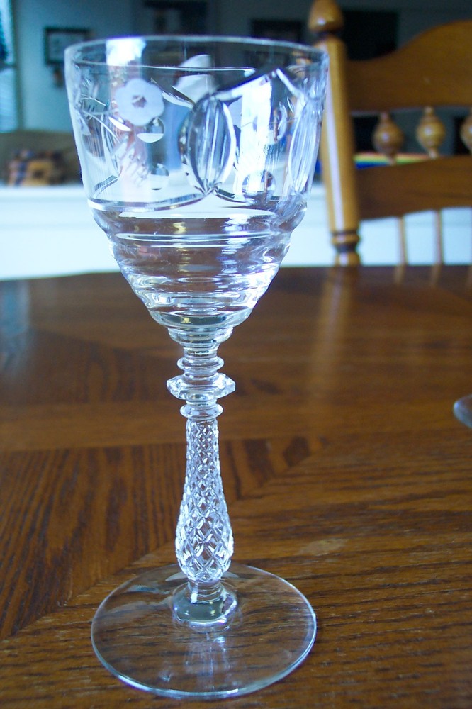 Rock Sharpe Glass Clear Polished & Gray Wheel Cut Breton Claret Wine 1013 EUC