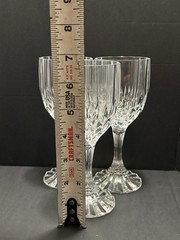 3 PC Cristal d’Arques JG Durand Bretagne Clear Cut Crystal Wine Glasses