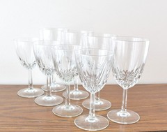 2-size Cristal d’Arques Durand Diamant Water and Wine Glasses France Set of 8