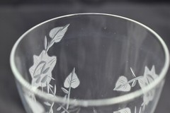 2 MCM Etched Floral Leaf Stemmed Wine Glasses Vintage Crystal By Toscany