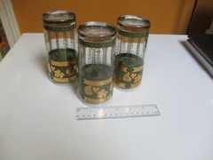 3- Vintage Cera Golden Grapes Green & Gold trim Grape Pattern High Ball glasses