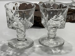 4 MCM Vintage Cut Cube Crystal Cordial Glasses Wine Liquor Aperitif 4″