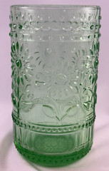 Park Designs Petals Pattern Green Glass Flat Tumbler 16 oz Replacement
