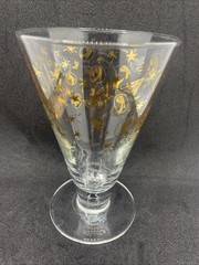 1 Vtg MCM KAHLUA Gold Atomic CONFETTI Cone Shape Ftd Cocktail Glasses 5 3/8″