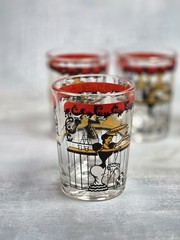 Vintage Hazel Atlas Double Shot Gay 90’S Bar Glasses Set Of 5 Mid Century Modern