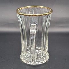 Vintage KSA Ribbed Tempered Demitasse Glasses With Gold Trim Made By SAGC- Dubai