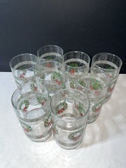 Christmas 16 oz. Tumblers Wreath & Holly -Set Of 4 Glass Victorian Style