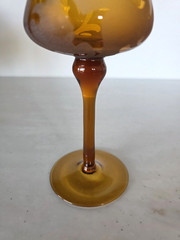 Vintage Poland Sorelle Frosted Amber Crystal Wine Glasses Set Of 6