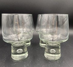 4 Vintage Kosta Boda Mombo Suspended Controlled Bubble Tapered Stem Foot Glasses