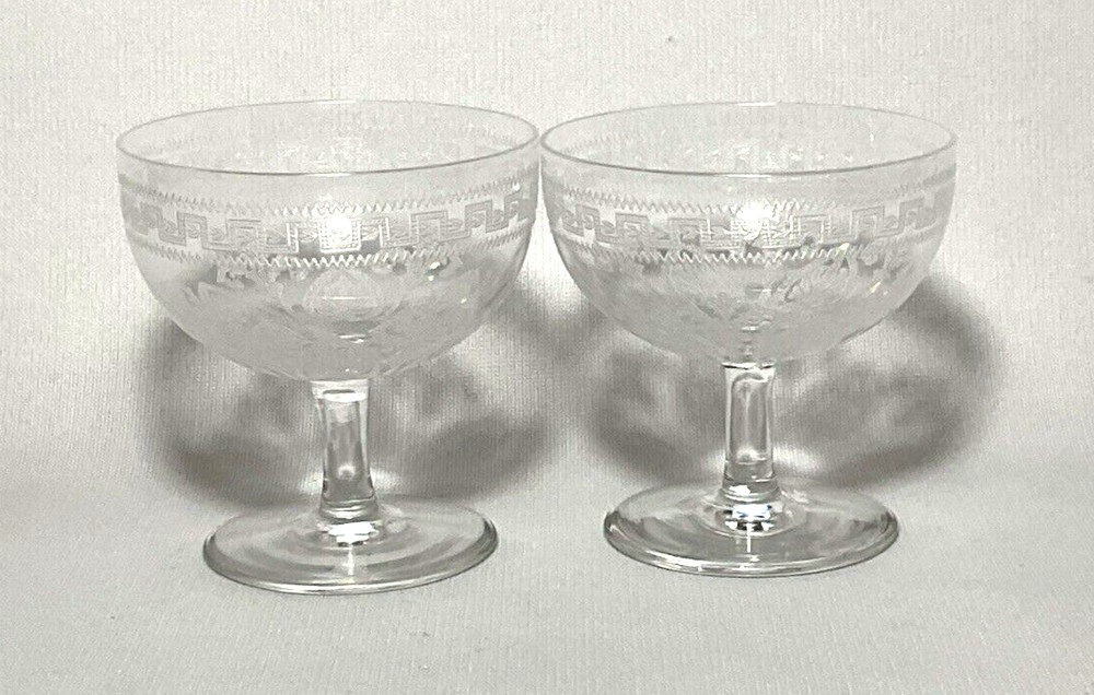 Beautiful Pair of Quality Cut Crystal 3″ LIQUOR COCKTAIL GLASSES (Unknown Maker)