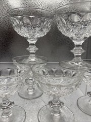 6 Vintage Pilgrim Jeanette Clear Glass Thumbprint Sherbet or Champagne