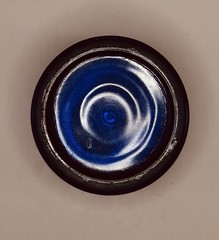 Northwood Carnival Glass Peacock at Fountain Cobalt Tumbler Purple Iridescence