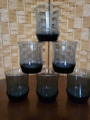 Libbey Apollo Vintage Blue Rock Glasses Set Of 6 In Good Shape 3×2 1/2 Inches