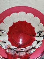 9″ Bowl Cranberry Red Cut to clear Crystal glass Baccarat or Val St Lambert TCPL
