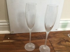 2 Crystal Glas Champagne Flute Cocktail FROSTED BIRD Dove 9-7/8″