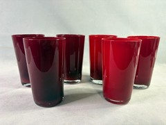 Scarlet Ruby and Dark Red Mouth Blown Glasses from China – Set of 6