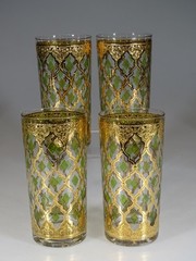 Set of 4 Mid Century Modern Culver Glass Valencia 22kt Gold Highballs c.1962