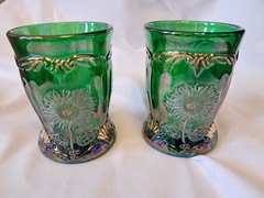 Mosser Dahlia Glasses In Evergreen Luster, Set Of 2 Carnival