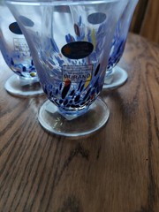 10oz MURANO Italy White Crystal Cocktail Tumbler Wine Goblet Confetti – Set Of 4