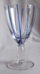 Water Glass Goblet Zrike Candy Cane Pattern Cobalt Blue 6 3/4″