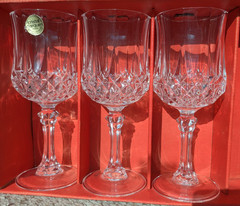 Cristal D’Arques Longchamp Water/Wine Goblets 7 1/4″ Tall Set of 3 Glasses 8.4oz