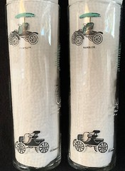 2 Vintage 1950’s Antique Cars Aqua, Black & White Tom Collins Glasses, 16 oz