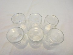 Set of 6 Vintage Etched Grape Optic Clear Glass 4” Tumblers