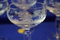 Wildlife Hunting Man Cave Crystal Set of 6 Small Sherbet NWT Germany (Y7)