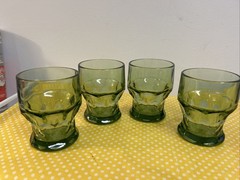 VTG Viking Emerald Green Georgian Tumbler Juice Glasses Honeycomb 3.5”MCM 4 Ct.