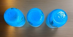 Dalian MCM Cased Hand Blown Art Glass Blue Multicolor 3 Tumbler Set
