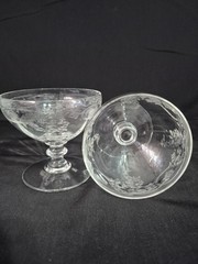 LOW SHERBET THISTLE BY BOHEMIA CRYSTAL CRYSTALEX ETCHED GLASS SET OF 3