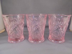 Set of 3 Mosser Glass Pink Inverted Thistle Tumblers 4″ READ DESCRIPTION