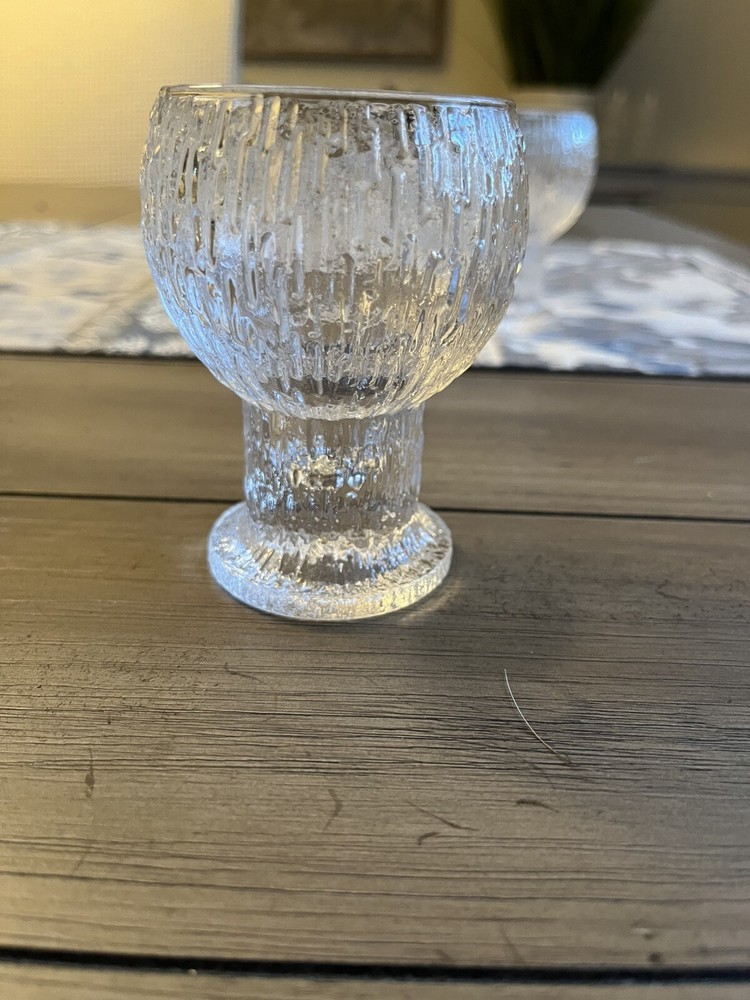 Iittala Finland Crystal Kekkerit Timo Sarpaneva 3 1/2″ Glass Goblet Set of 4